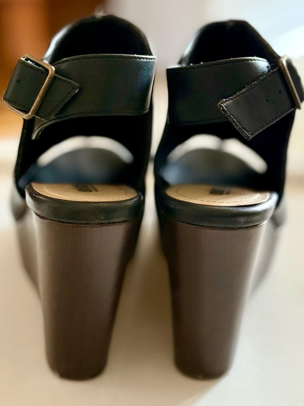 Unlisted Black Open-Toe Platform Ankle-Heels - Picture 7 of 8
